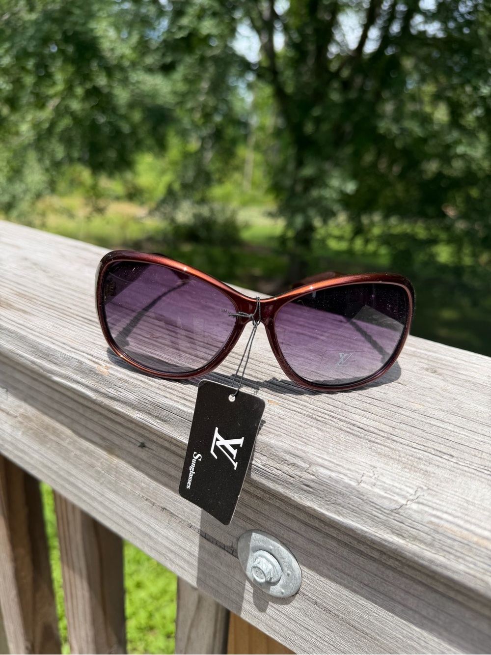 Louis Vuitton Women's Sunglasses Brown Frame with Purple Gradient Lenses